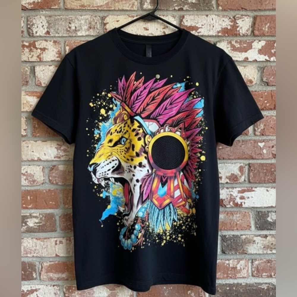 Unbranded Graphic Art Jaguar Warrior Guerrero Azteca Color T-Shirt Size Medium